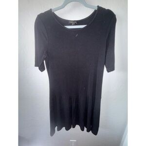 Dalia Dress Womens L Black Casual Short Sleeve‎ Midi Round Neck Minimalist Chic